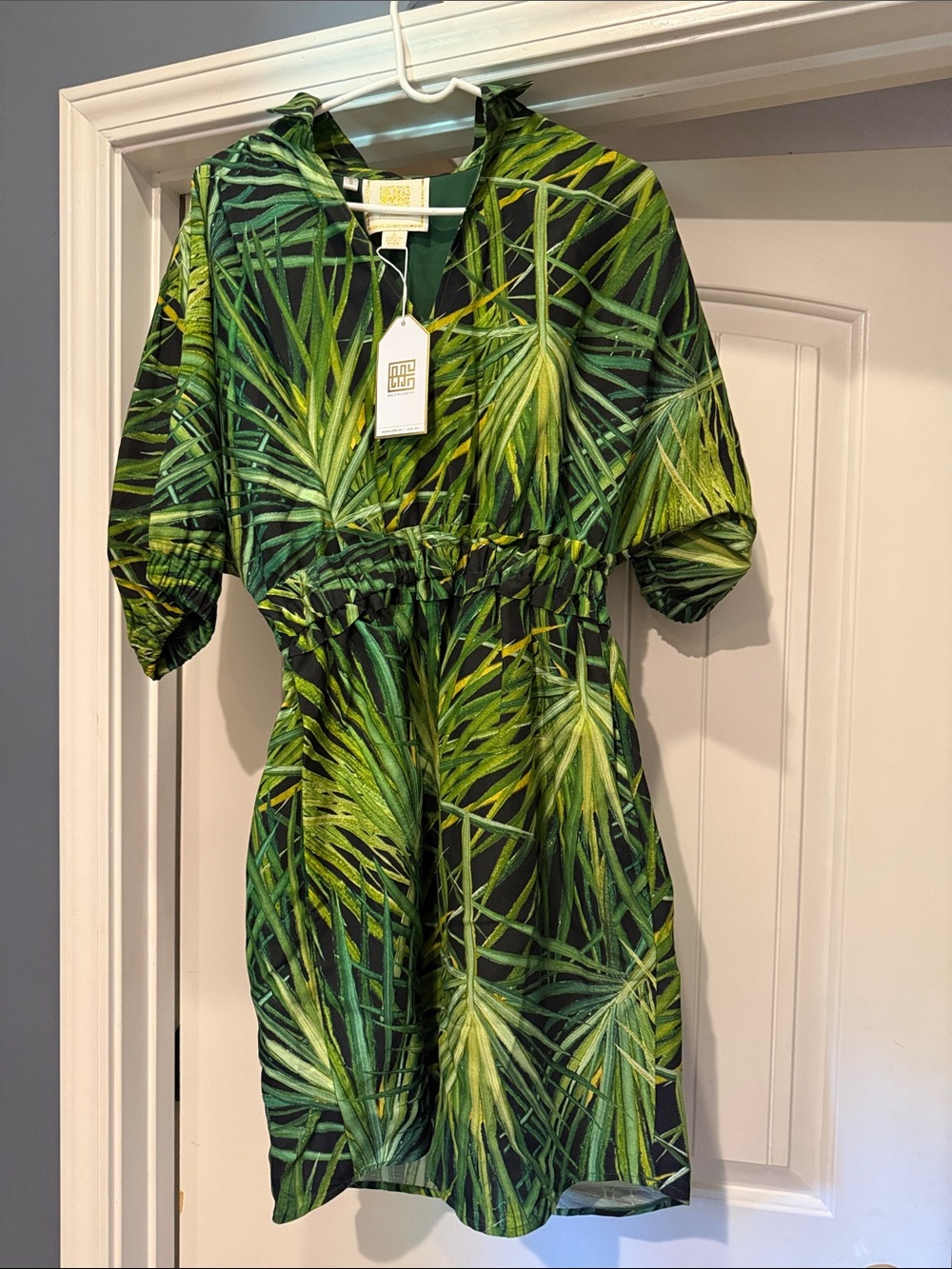 Tropical Green Palm-Print Women’s Dress - Brand: Emily McCarthy